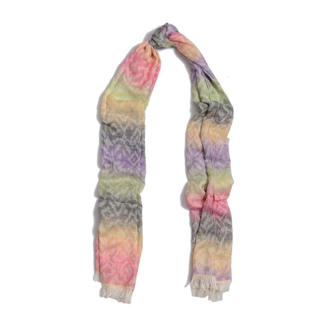 Multi Color Ombré Modal Scarf Lightweight Soft Fringe Wrap Boho Chic - Picture 6 of 8